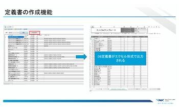 定義書の作成機能 DB定義書がエクセル形式で出力